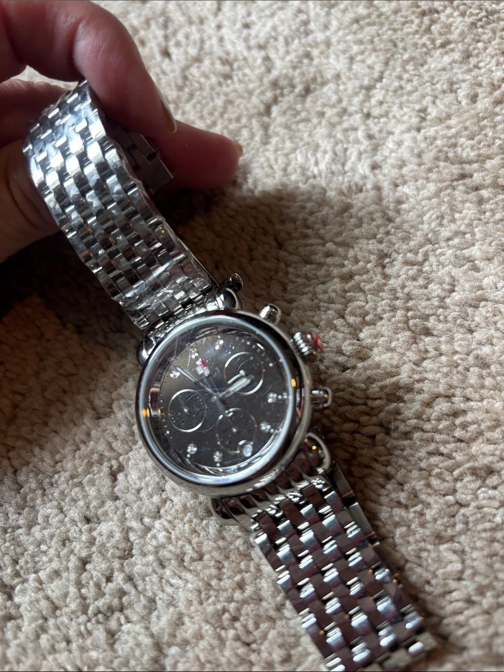 Michele CSX silver tone watch